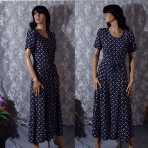 Vintage 90s Floral Maxi Dress Size Medium Petite 1990s Retro Grunge Prairie Boho
